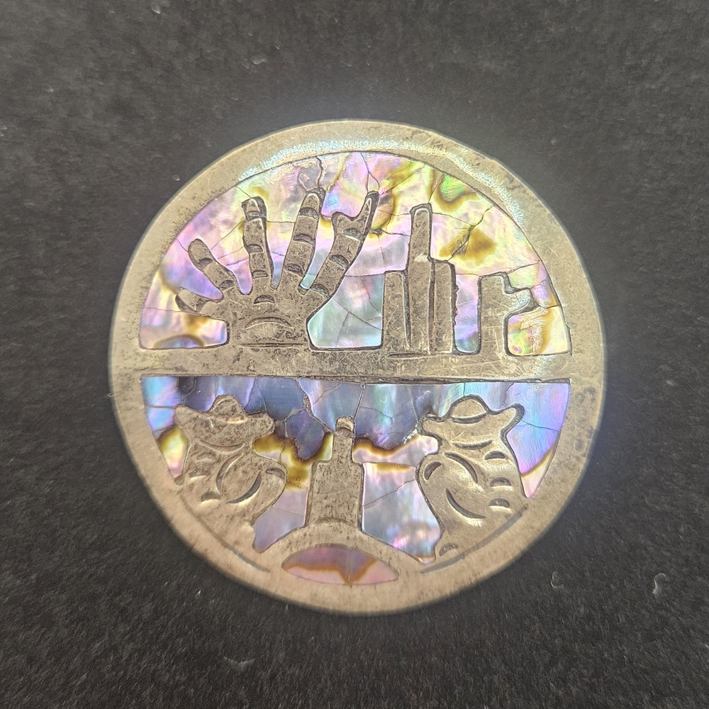 Silver and Iridescent Abalone Pendant